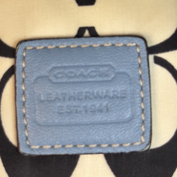 Coach Classic Signature Canvas Black White and blue Small Purse/Wristlet - Picture 9 of 13